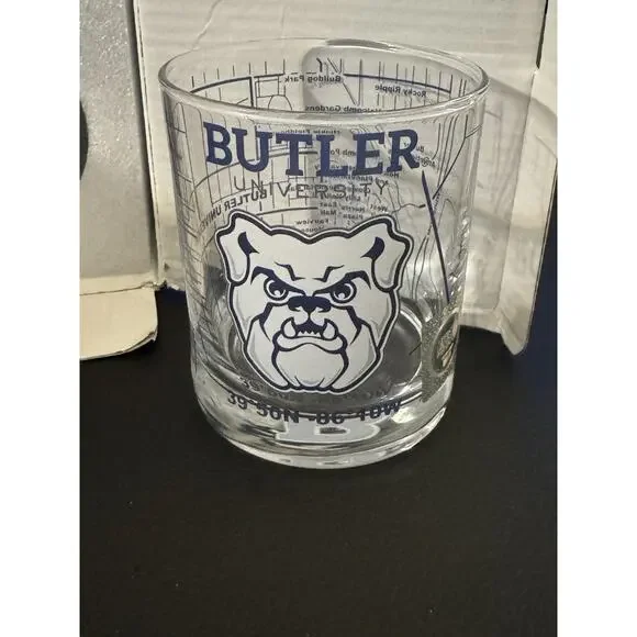 Greenline Glassware Butler University Whiskey Glass Set (2) Low Ball Glasses NIB - Picture 3 of 9